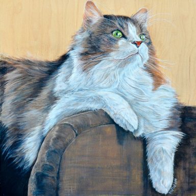 painting of long-haired cat