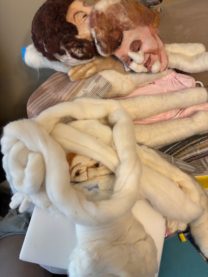 Needle-felted body parts and wool roving
